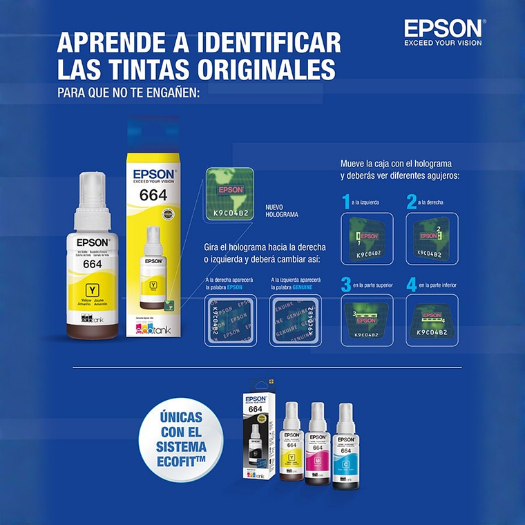 Tinta Original Epson T664 Amarillo Botella EcoTank 4
