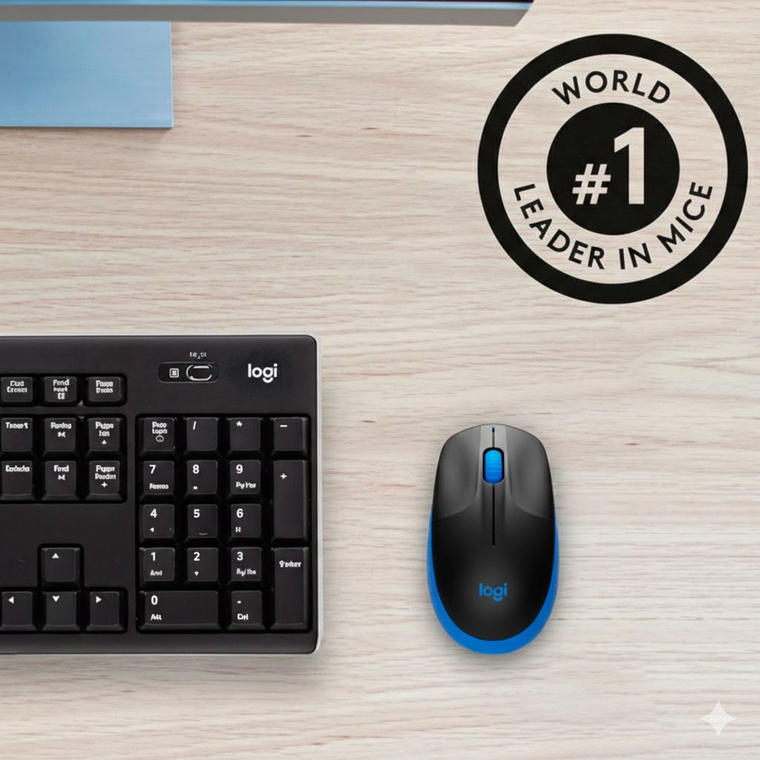 Mouse Inalámbrico Logitech M190 Azul Tamaño Completo 5