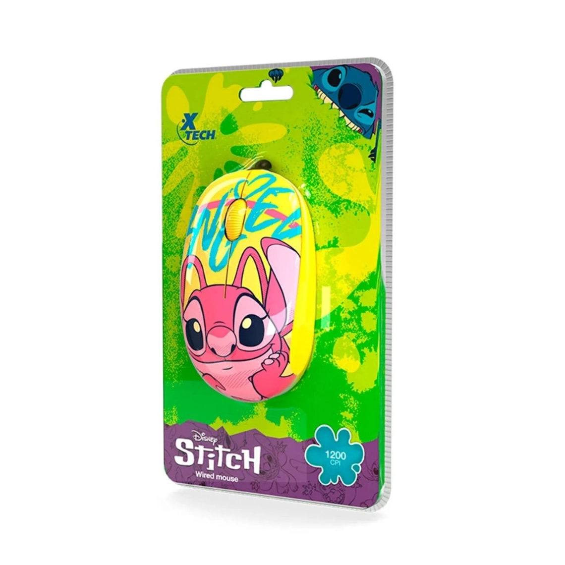 Mouse Alámbrico Xtech Disney Stitch 1200DPI Amarillo XTM-D406ST-YL 3
