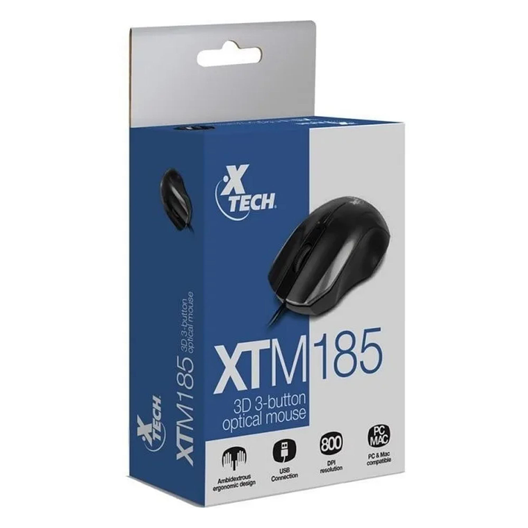 Mouse Alámbrico Xtech XTM-185 800DPI 3 Botones USB 3