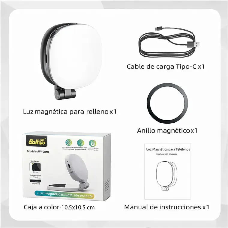 Luz LED Para Selfie Con Espejo Baihuo City MY-7819 Para Celular 2