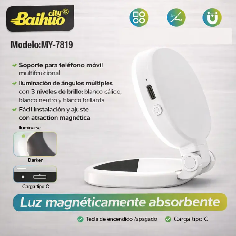 Luz LED Para Selfie Con Espejo Baihuo City MY-7819 Para Celular 5
