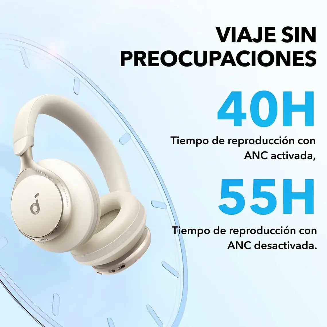 Audífonos Bluetooth Soundcore Space One Cancelación Activa Blanco 5