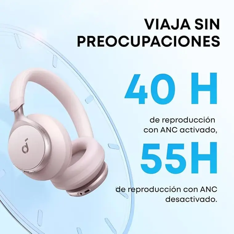 Audífonos Bluetooth Soundcore Space One Cancelación Activa Rosado 5