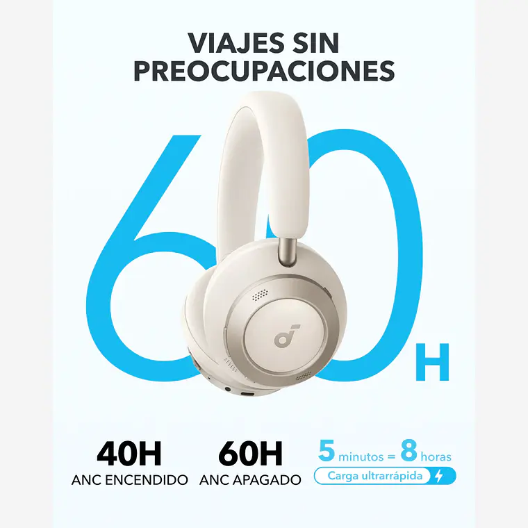Audífonos Bluetooth Soundcore Space One Pro ANC Premium Blanco 5