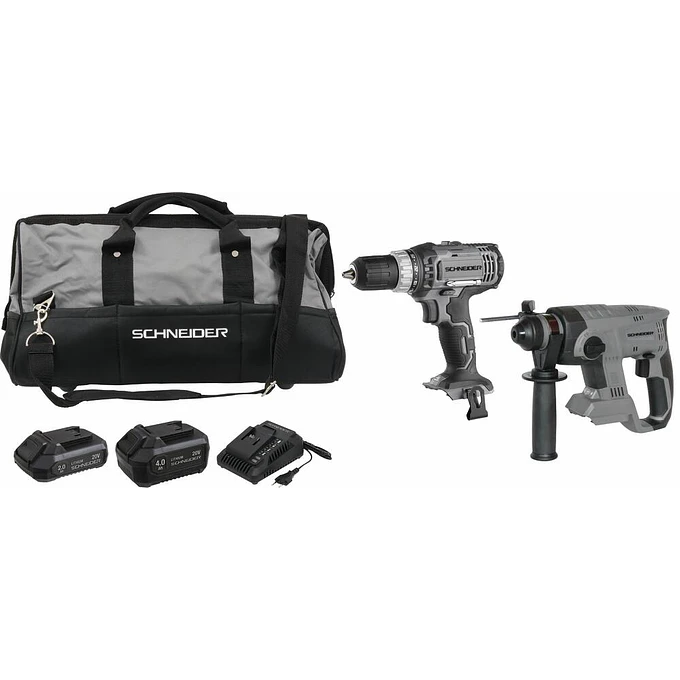 Kit de Ferramentas SCHNEIDER 20 V — Berbequim 35 Nm e Britador 2,2 J