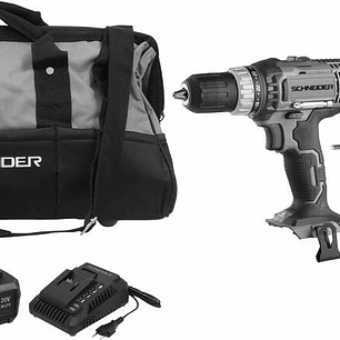 Pack SCHNEIDER 20V | Berbequim 35Nm + Britador 2.2J | 2 Baterias (2Ah+4Ah) + Carregador + Saco