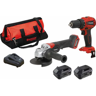 Pack Combo 20V | Berbequim Parafusadora 40Nm + Rebarbadora 125mm | 2 Baterias (4Ah+5Ah) + Carregador + Saco