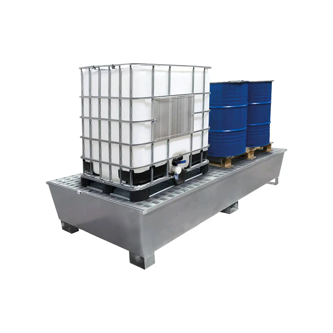 Bacia de Retenção para 2 IBC 1000L em Aço Galvanizado