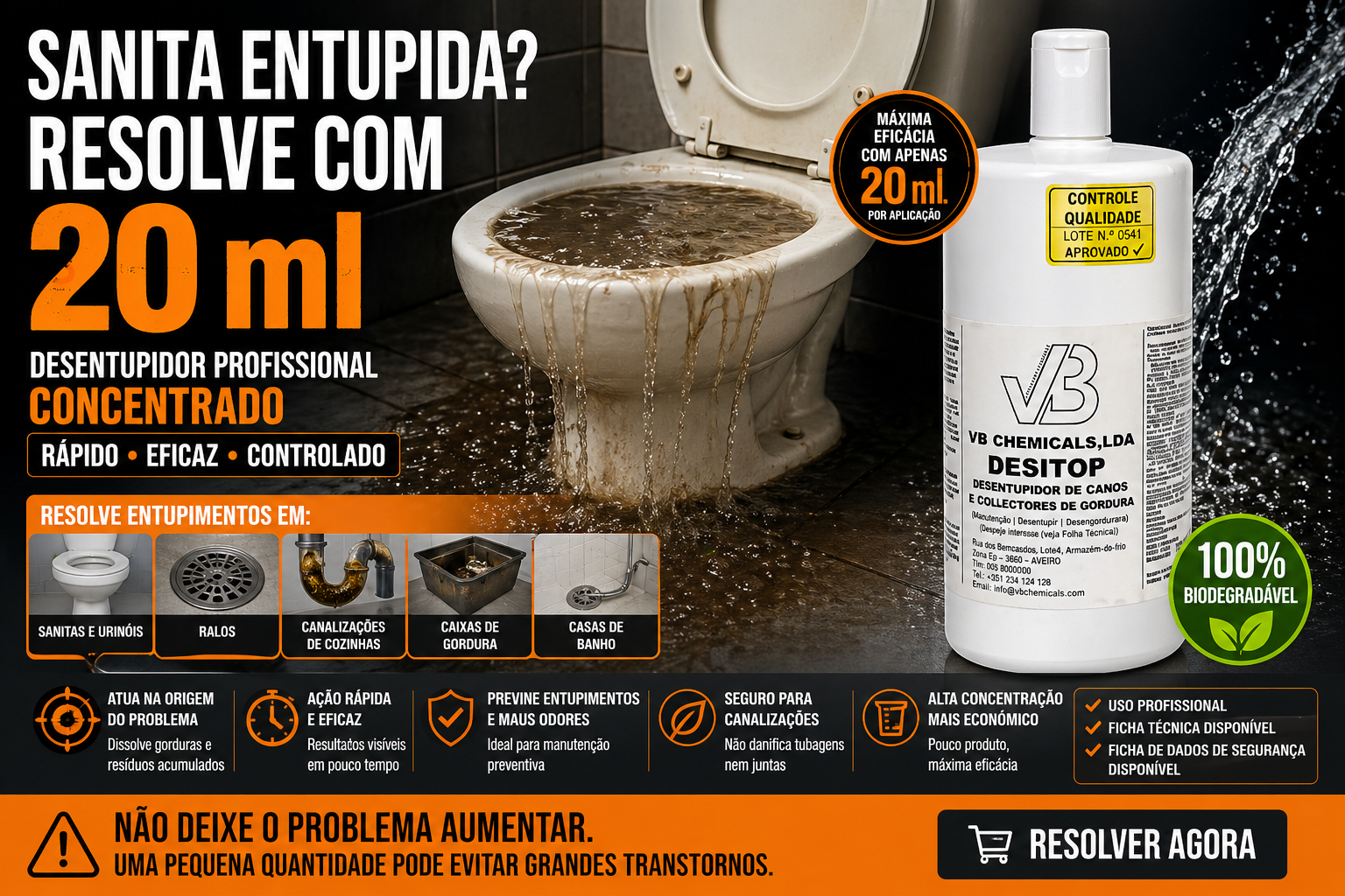 Sanita entupida resolvida com desentupidor profissional DESITOP