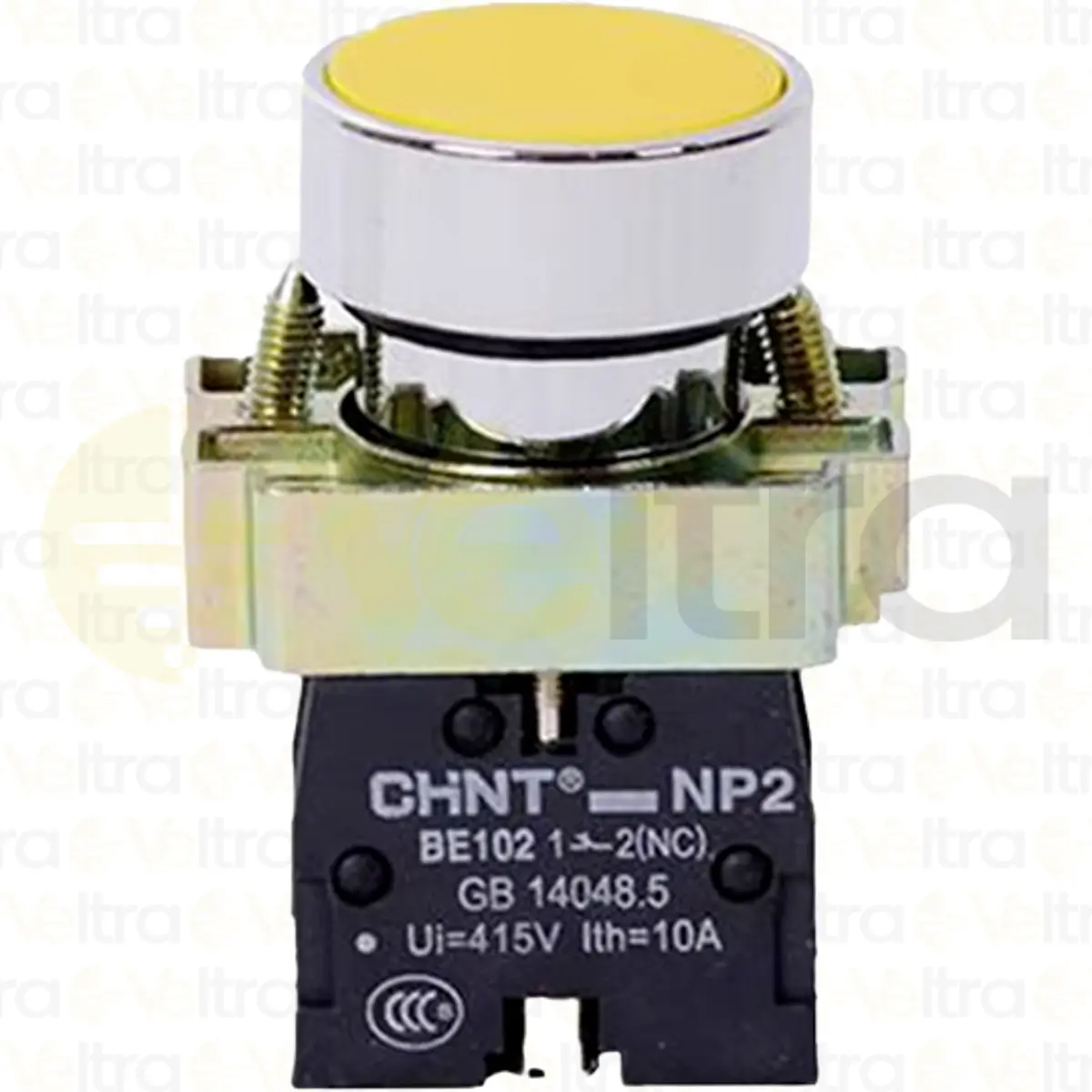 PULSADOR METALICO AMARILLO 1NA + 1NC IP40 NP2-BA55
