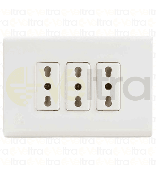 ENCHUFE HEMBRA EMBUTIDO TRIPLE 2P+T 10A 250V DOMICILIARIO BLANCO CASTILLO