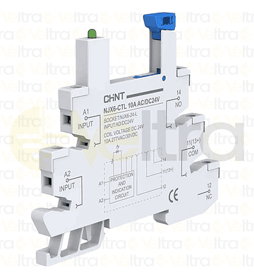 BASE RELE A RIEL DIN 220V 1NA 1NC NJX6-24-L
