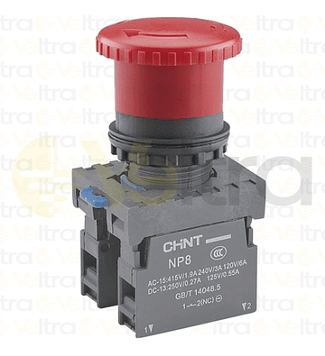 PARADA EMERGENCIA TIPO HONGO IP65 Ø40MM CON RETENCION DESTRABABLE POR GIRO 1NC+1NA NP8 11ZS/14