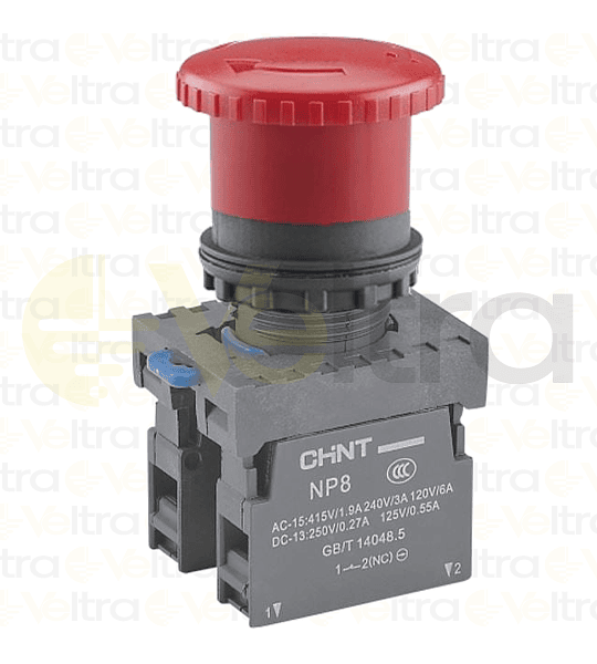 PARADA EMERGENCIA TIPO HONGO IP65 Ø40MM CON RETENCION DESTRABABLE POR GIRO 1NC+1NA NP8 11ZS/14
