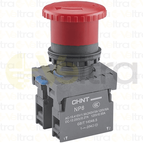 PARADA EMERGENCIA TIPO HONGO IP65 Ø40MM CON RETENCION DESTRABABLE POR GIRO 1NC+1NA NP8 11ZS/14