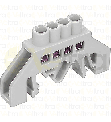 REGLETA NEUTRO AISLADA 4 CONEXIONES COLOR BLANCA MONTAJE DIN/PLACA 32A