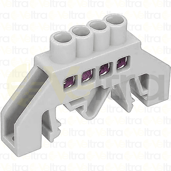 REGLETA NEUTRO AISLADA 4 CONEXIONES COLOR BLANCA MONTAJE DIN/PLACA 32A