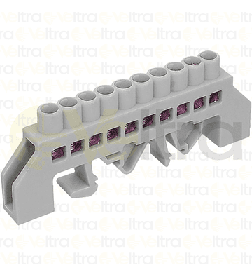 REGLETA NEUTRO AISLADA 10 CONEXIONES COLOR BLANCA MONTAJE DIN/PLACA 32A