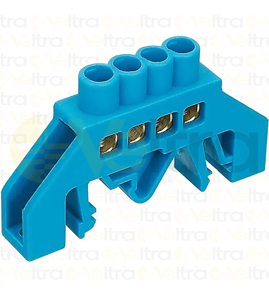 REGLETA FASE AISLADA 4 CONEXIONES COLOR AZUL MONTAJE DIN/PLACA 32A