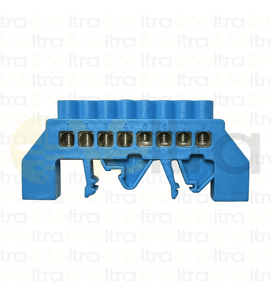 REGLETA FASE AISLADA 8 CONEXIONES COLOR AZUL MONTAJE DIN/PLACA 32A