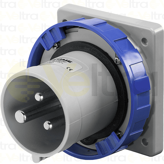 ENCHUFE INDUSTRIAL MACHO EMBUTIDO 2P+T 63A IP67 6H 200-250V
