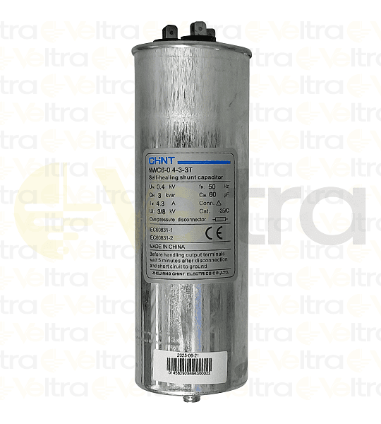 CONDENSADOR SECO TIPO BOTELLA TRIFASICO 3KVAR 400V 50HZ NWC6 0.4-3-3T 1502040030CH - 