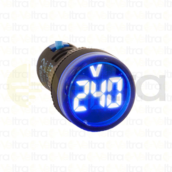 VOLTIMETRO LED Ø22MM 50-500VAC,AZUI