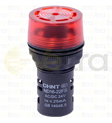 BOCINA COMPACTA, LUZ/SONIDO INTERMIT Ø22MM, 24VAC/DC, ROJO