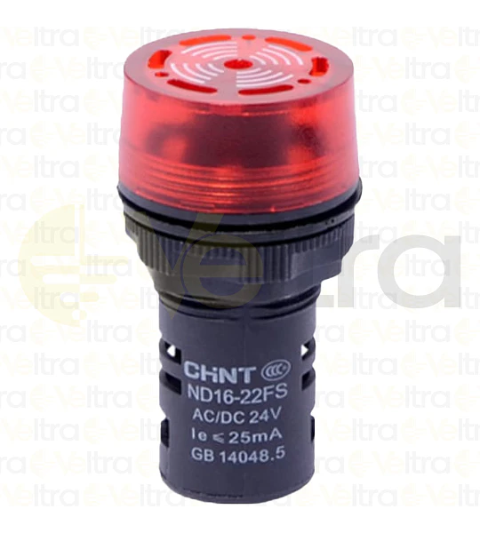 BOCINA COMPACTA, LUZ/SONIDO INTERMIT Ø22MM, 24VAC/DC, ROJO