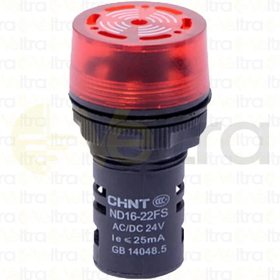 BOCINA COMPACTA, LUZ/SONIDO INTERMIT Ø22MM, 24VAC/DC, ROJO