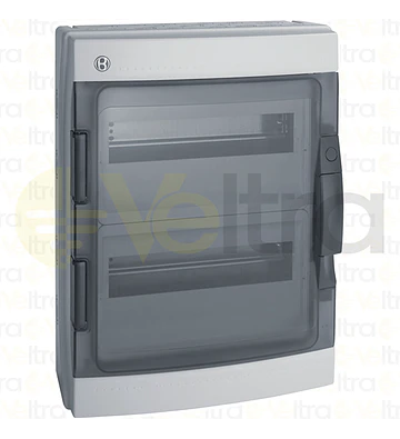 CAJA POLICARBONATO IP65, 24 (12X2) MODULOS, PUERTA TRANSP.