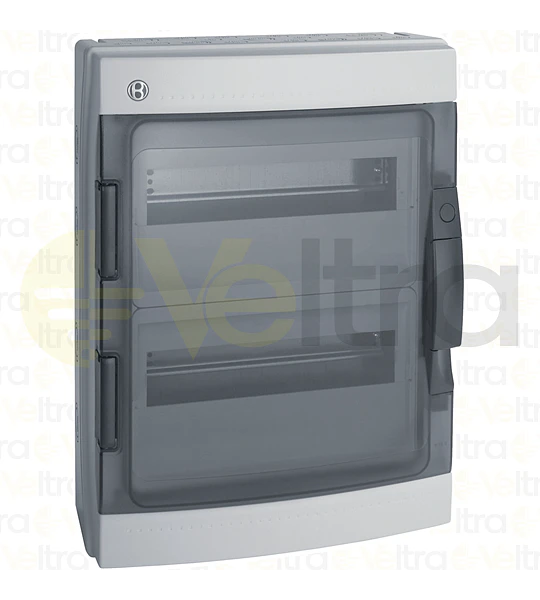 CAJA POLICARBONATO IP65, 24 (12X2) MODULOS, PUERTA TRANSP.