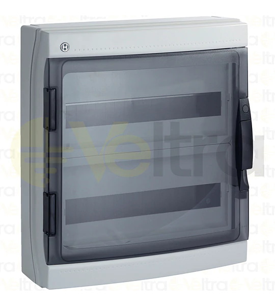 CAJA POLICARBONATO IP65, 36 (18X2) MODULOS, PUERTA TRANSP.