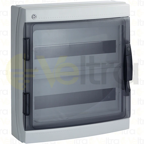 CAJA POLICARBONATO IP65, 36 (18X2) MODULOS, PUERTA TRANSP.