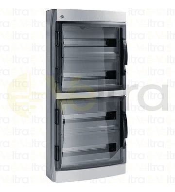 CAJA POLICARBONATO IP65, 72 (18X4) MODULOS, PUERTA TRANSP.