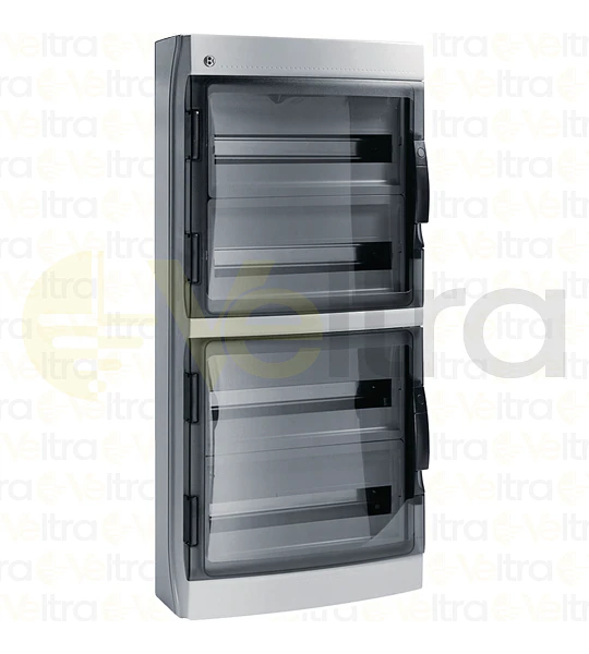 CAJA POLICARBONATO IP65, 72 (18X4) MODULOS, PUERTA TRANSP.