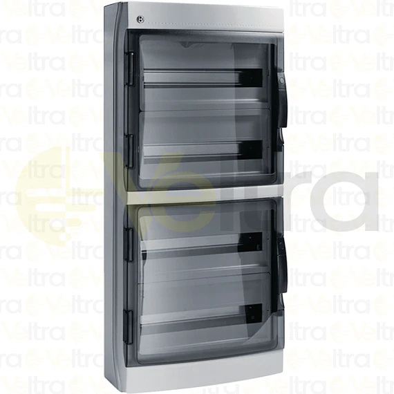 CAJA POLICARBONATO IP65, 72 (18X4) MODULOS, PUERTA TRANSP.