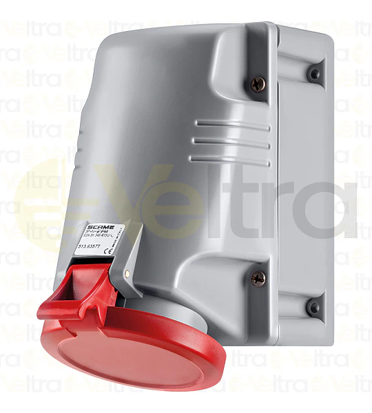 ENCHUFE INDUSTRIAL HEMBRA SOBRE PUESTO 3P+N+T 63A IP44 6H 346-415V SCAME