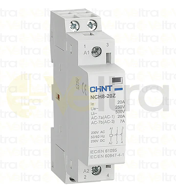 CONTACTOR MODULAR  230VAC 2P 20A 4KW CONTROL BOBINA 230VAC-DC 2NA NCH8