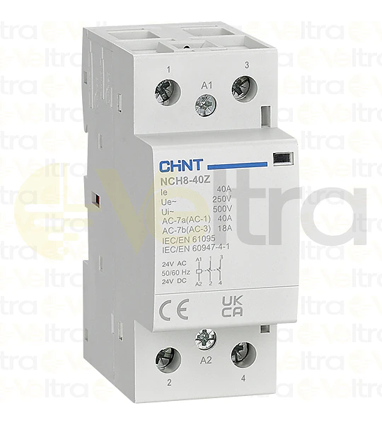 CONTACTOR MODULAR  230VAC 2P 40A 4KW CONTROL BOBINA 24VAC-DC 2NA NCH8