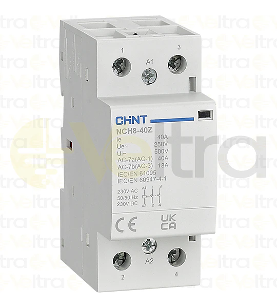 CONTACTOR MODULAR  230VAC 2P 40A 4KW CONTROL BOBINA 230VAC-DC 2NA NCH8