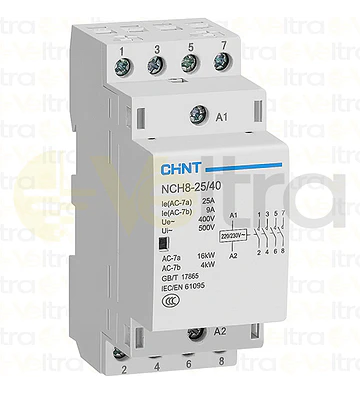 CONTACTOR MODULAR  400VAC 4P 25A 16KW CONTROL BOBINA 230VAC 4NA NCH8