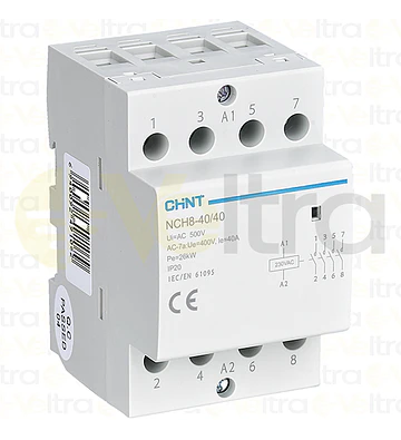 CONTACTOR MODULAR  400VAC 4P 40A 16KW CONTROL BOBINA 230VAC 4NA NCH8