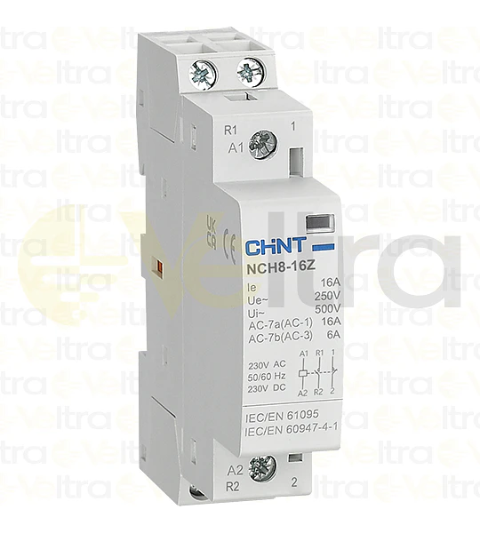 CONTACTOR MODULAR  230VAC 2P 16A 4KW CONTROL BOBINA 230VAC-DC 1NA+1NC NCH8