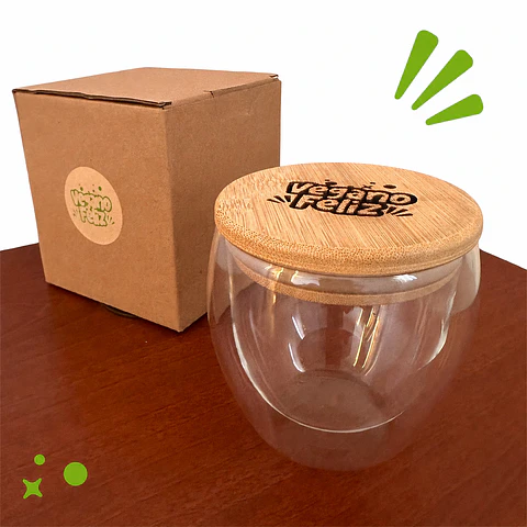 VASO DE VIDRIO Y BAMBÚ 260 ML