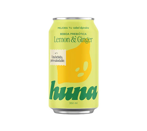 BEBIDA NATURAL PREBIÓTICA GASIFICADA LIMÓN JENGIBRE 350 ML - HUNA