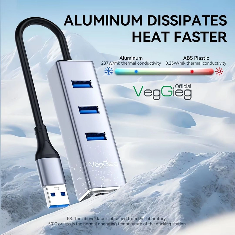 Adaptador LAN USB 3.0 con Hub 3 Puertos RJ45 1000Mbps VegGieg V-K310 8