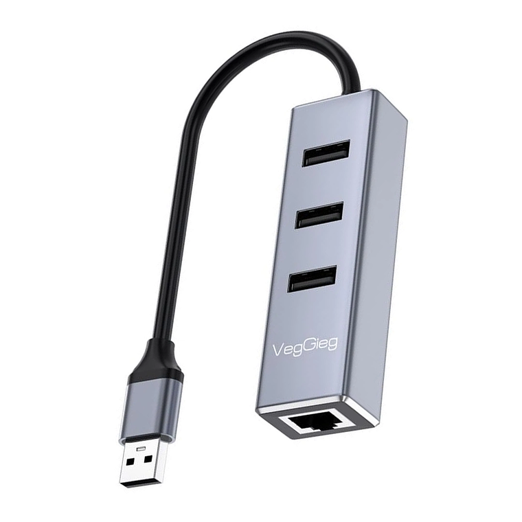 Adaptador LAN USB 2.0 con Hub 3 Puertos RJ45 VegGieg V-K311 2