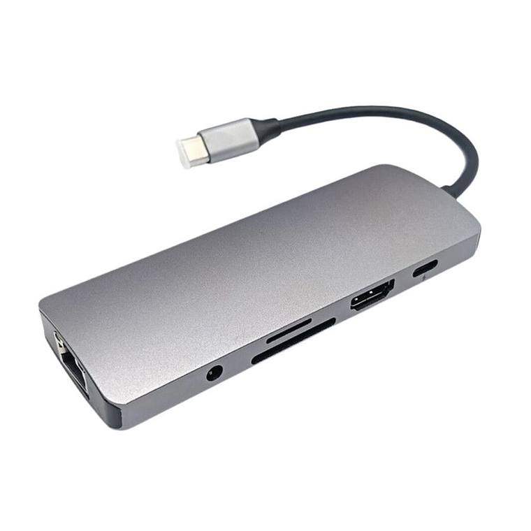 Adaptador USB Tipo-C 10 en 1 HDMI 4K + USB 3.0 + PD + RJ45 VegGieg V-TC10R 2